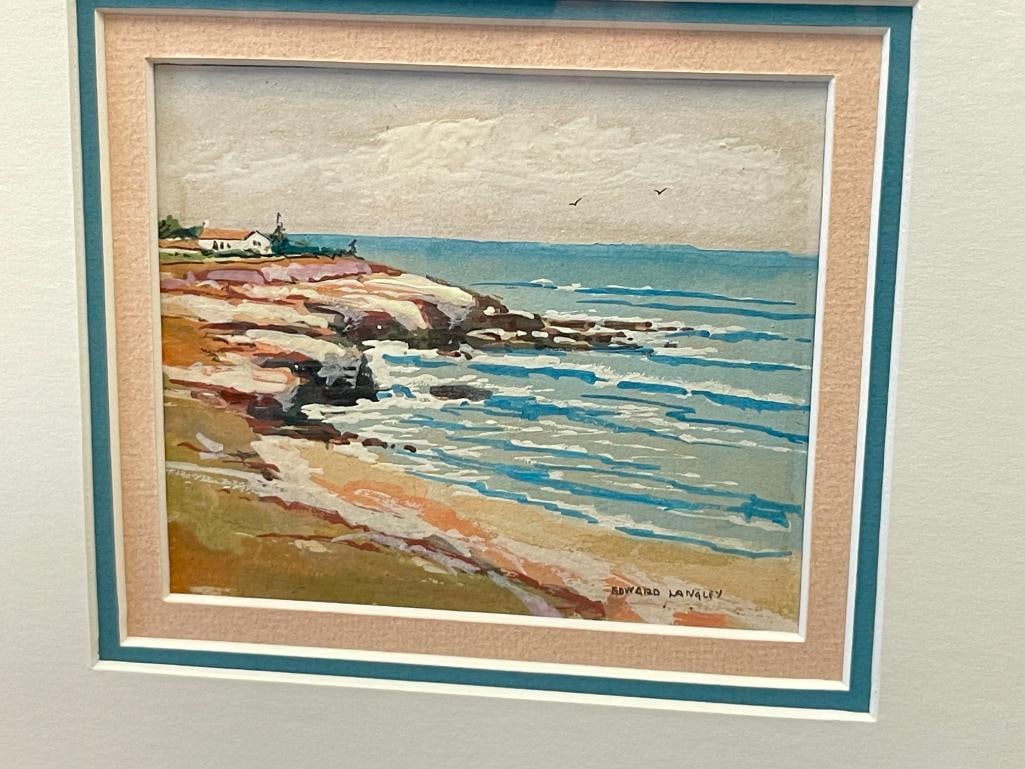 EDWARD LANGLEY ENGLISH ARTIST ORIGINAL MINIATURE WATERCOLOR PAINTING - 2