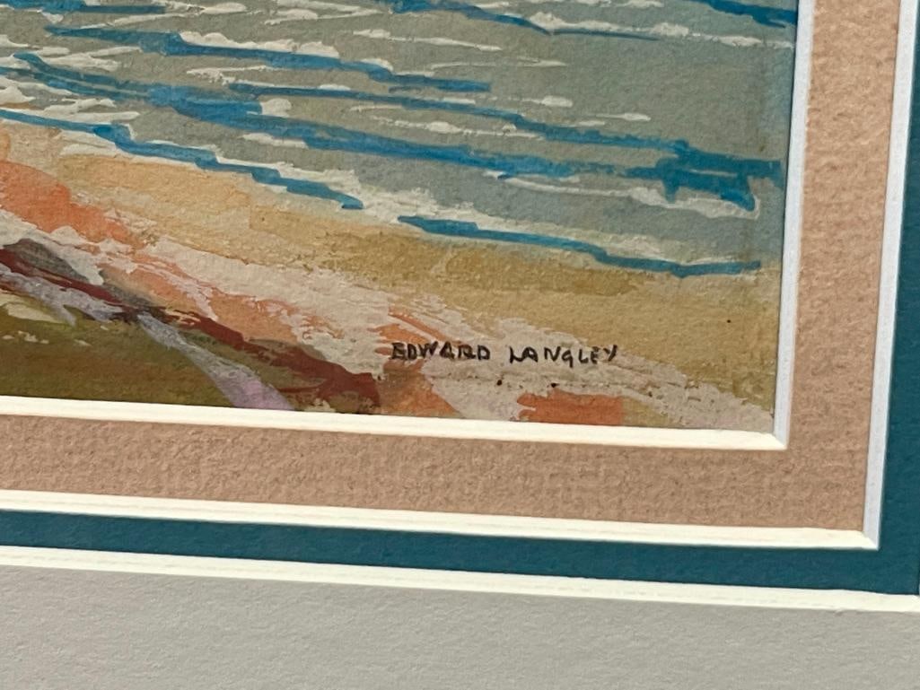 EDWARD LANGLEY ENGLISH ARTIST ORIGINAL MINIATURE WATERCOLOR PAINTING - 4