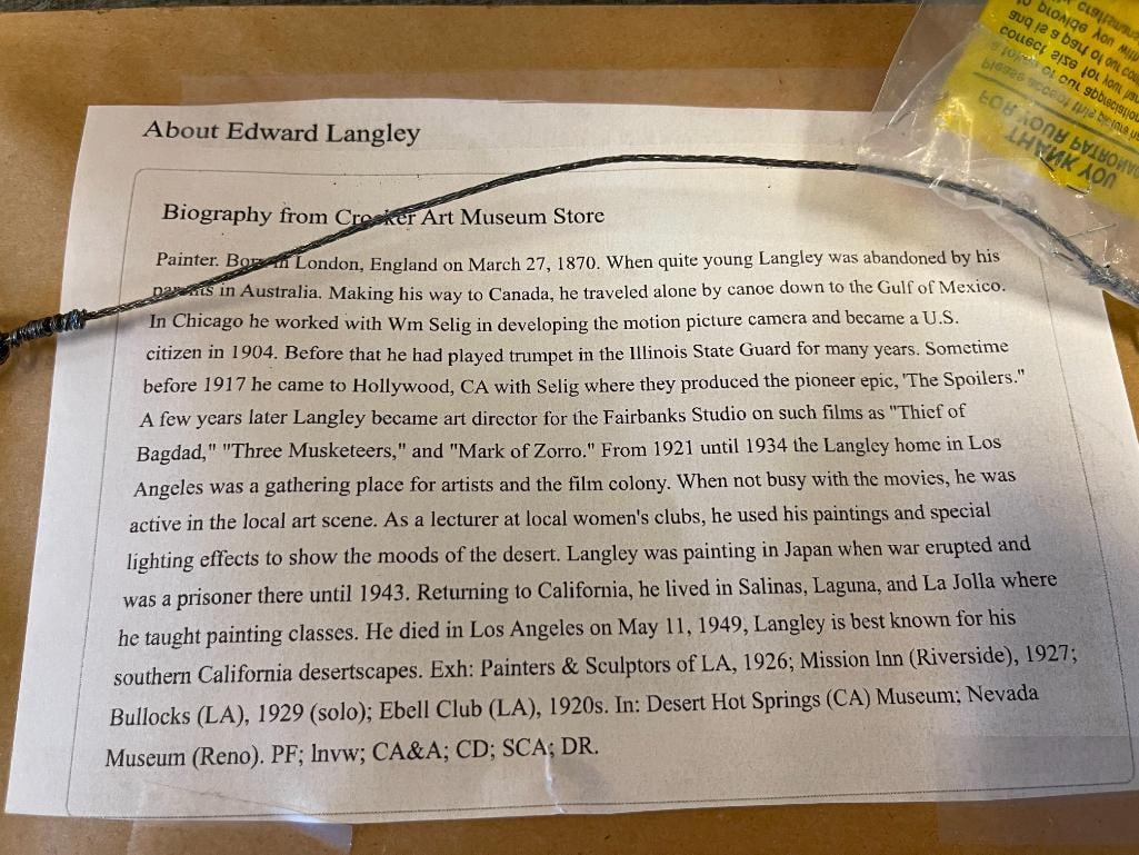 EDWARD LANGLEY ENGLISH ARTIST ORIGINAL MINIATURE WATERCOLOR PAINTING - 5