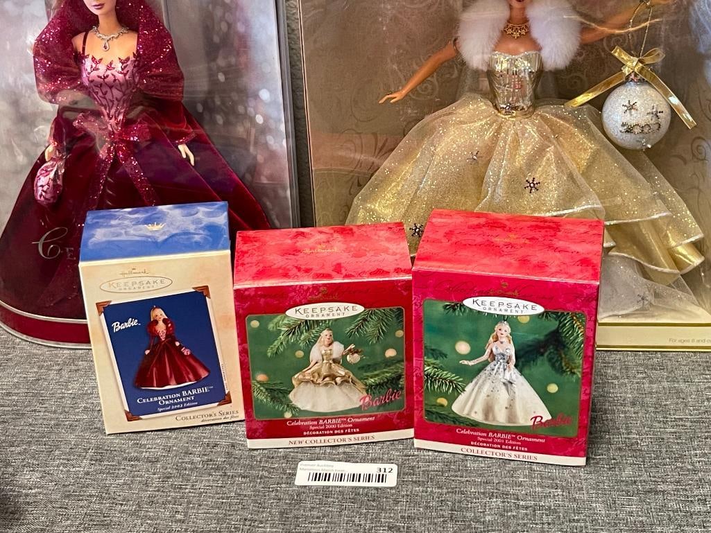 SPECIAL EDITION 2000 AND 2002 BARBIE BY MATTEL DOLLS PLUS MATCHING ORNAMENTS - 6