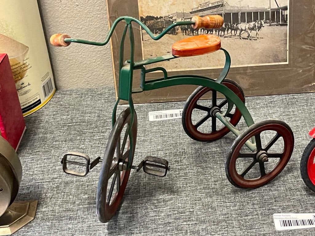 TWO VINTAGE STYLED CHILDRENS TRICYCLES FOR DOLLS - 4