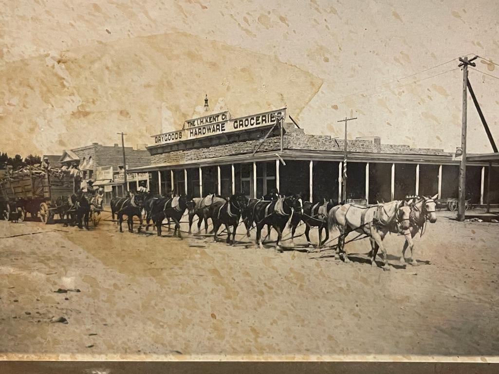 CIRCA 1908 PHOTOGRAPH OF A COACH PULLING 18 CORDS OF WOOD BY 13 HORSES FALLON,NV - 2