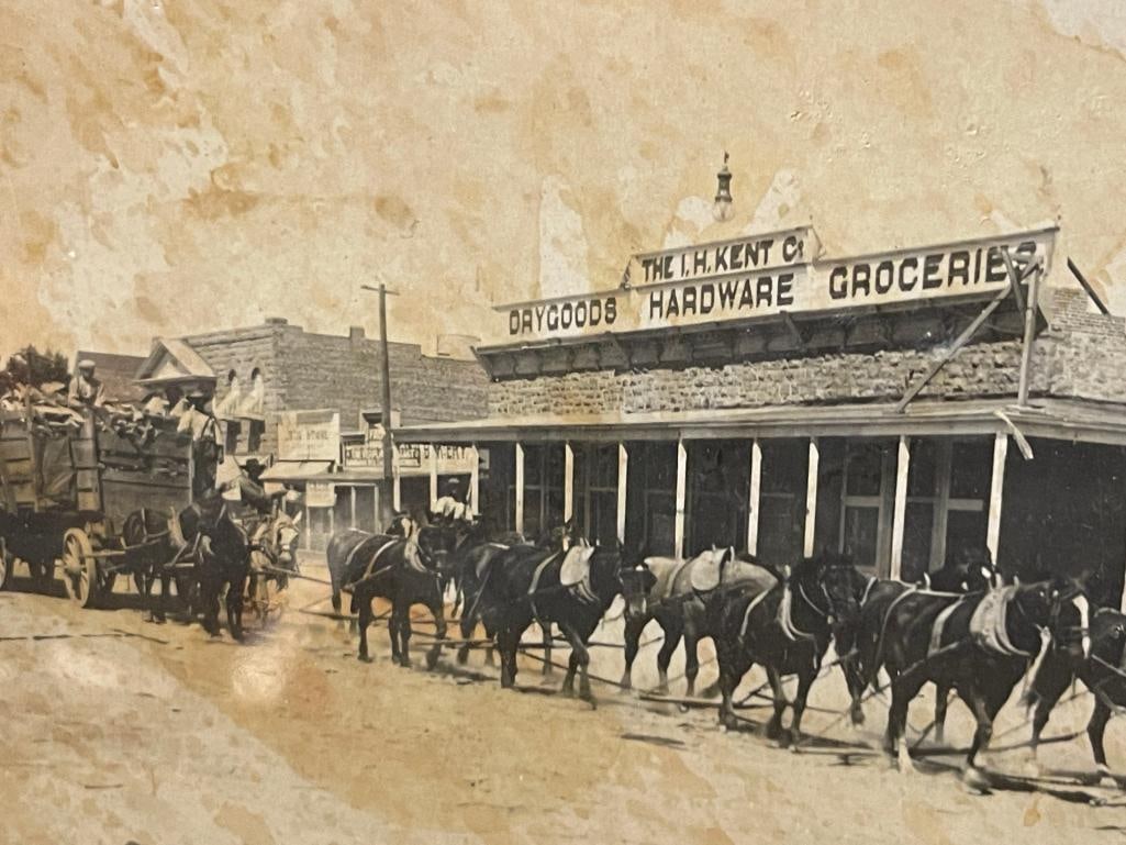 CIRCA 1908 PHOTOGRAPH OF A COACH PULLING 18 CORDS OF WOOD BY 13 HORSES FALLON,NV - 3