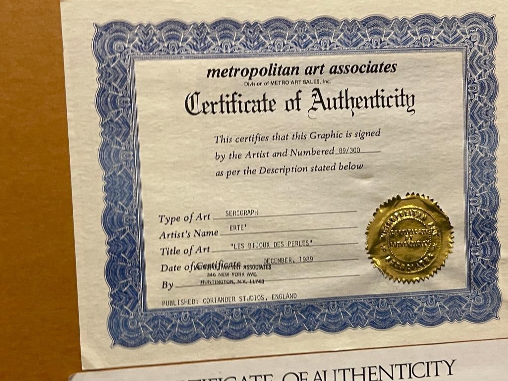 ERTE ROMAIN DE TIROFF RUSSIAN-FRENCH ARTIST LIMITED EDITION SERIGRAPH TITLED LES BIJOUX DE PERLES - 9