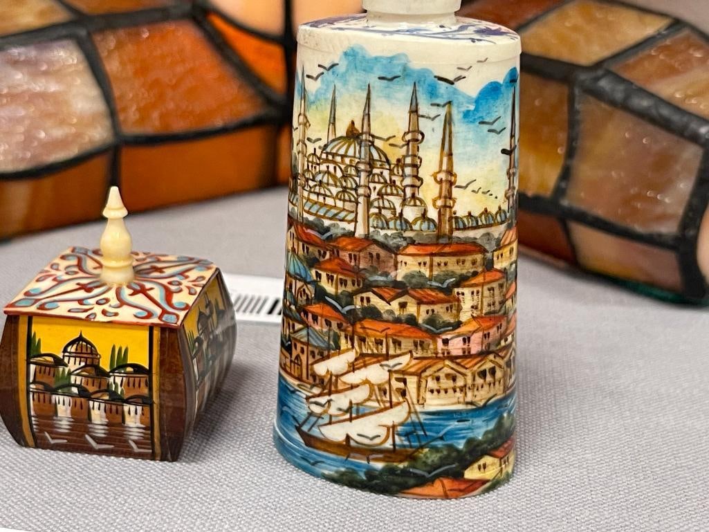 20TH CENTURY HAND CARVED CAMEL BONE TRINKET BOXES AND PERFUME BOTTLES FROM ISTANBUL - 2