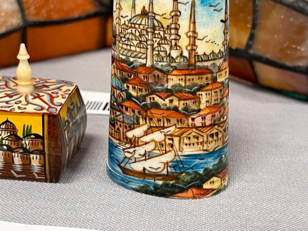 20TH CENTURY HAND CARVED CAMEL BONE TRINKET BOXES AND PERFUME BOTTLES FROM ISTANBUL - 3