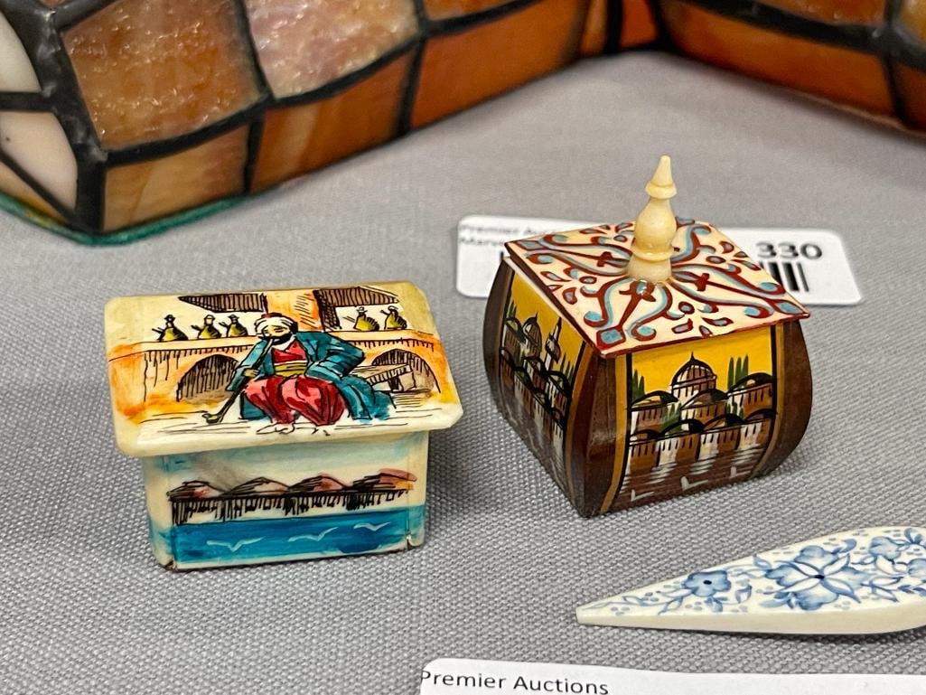 20TH CENTURY HAND CARVED CAMEL BONE TRINKET BOXES AND PERFUME BOTTLES FROM ISTANBUL - 6