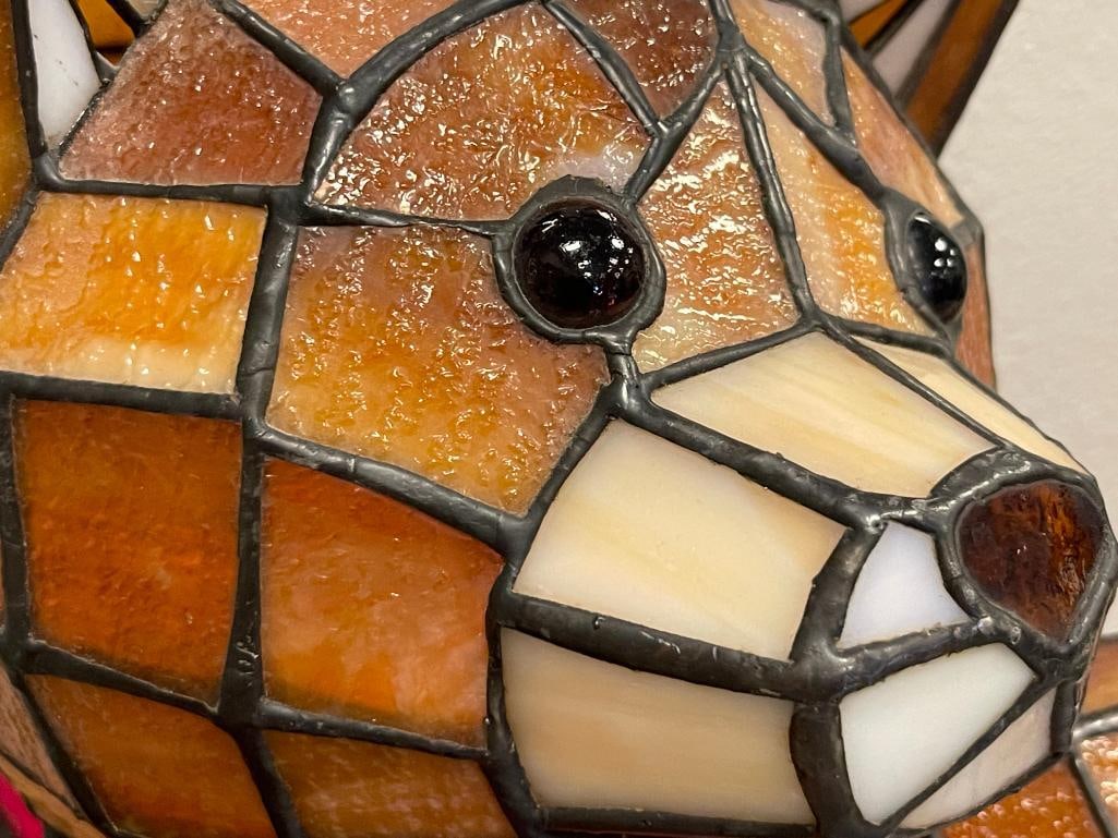 STAINED GLASS WHIMSICAL TEDDY BEAR FIGURAL ACCENT TABLE LAMP - 4