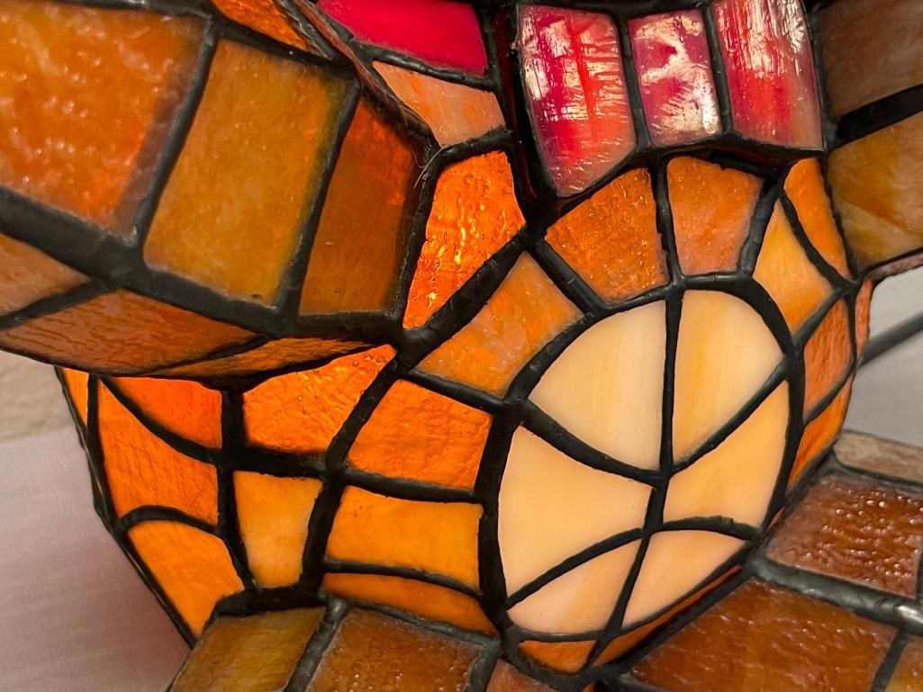 STAINED GLASS WHIMSICAL TEDDY BEAR FIGURAL ACCENT TABLE LAMP - 5