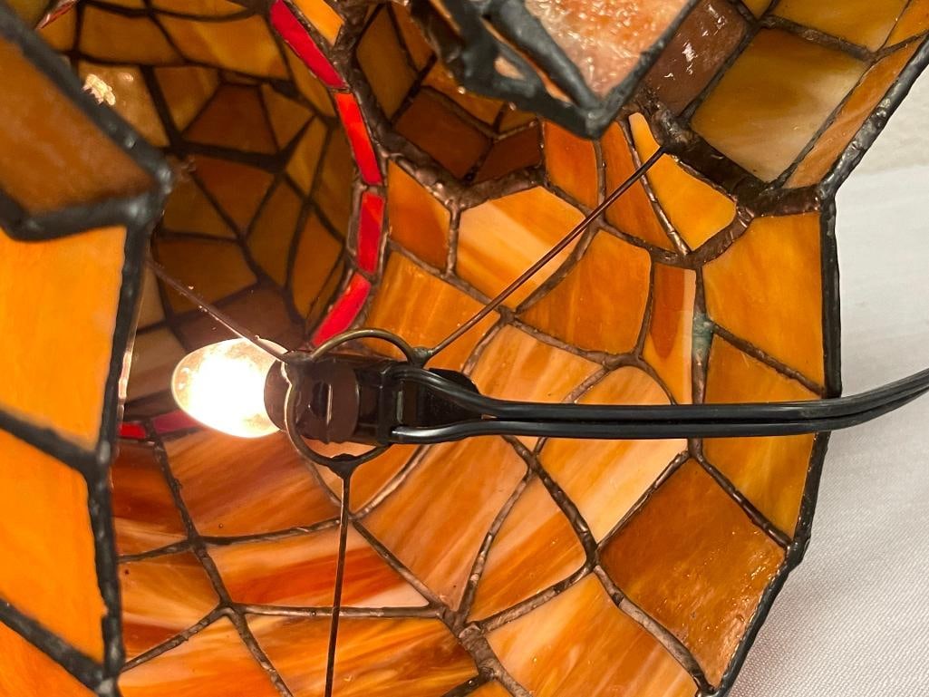 STAINED GLASS WHIMSICAL TEDDY BEAR FIGURAL ACCENT TABLE LAMP - 7