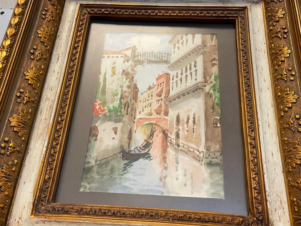 ORIGINAL WATERCOLOR ON PAPER VENICE CANAL SCENE - 2