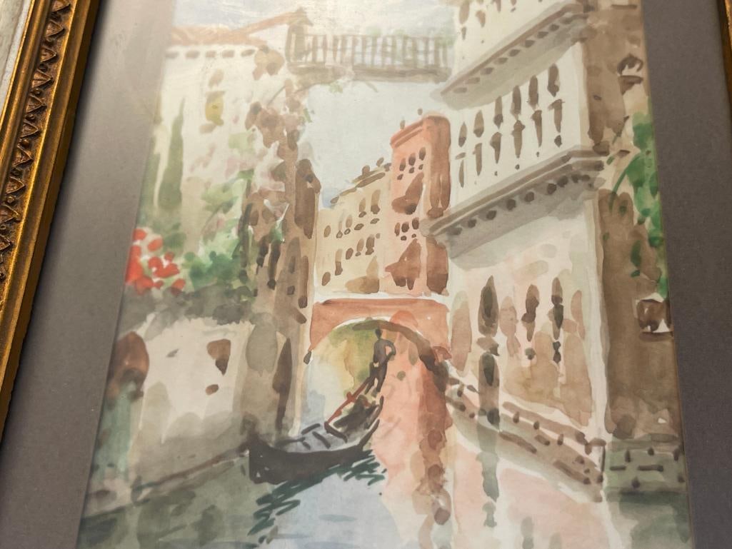 ORIGINAL WATERCOLOR ON PAPER VENICE CANAL SCENE - 3