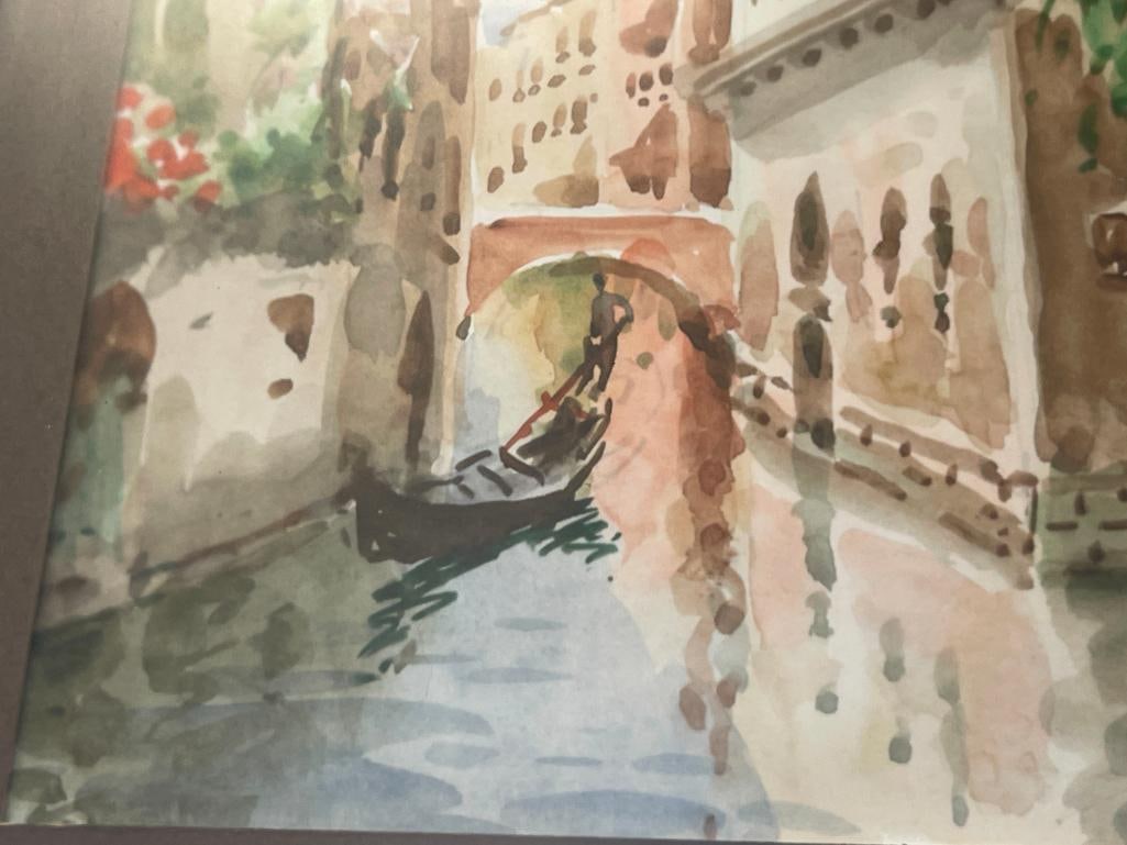 ORIGINAL WATERCOLOR ON PAPER VENICE CANAL SCENE - 4