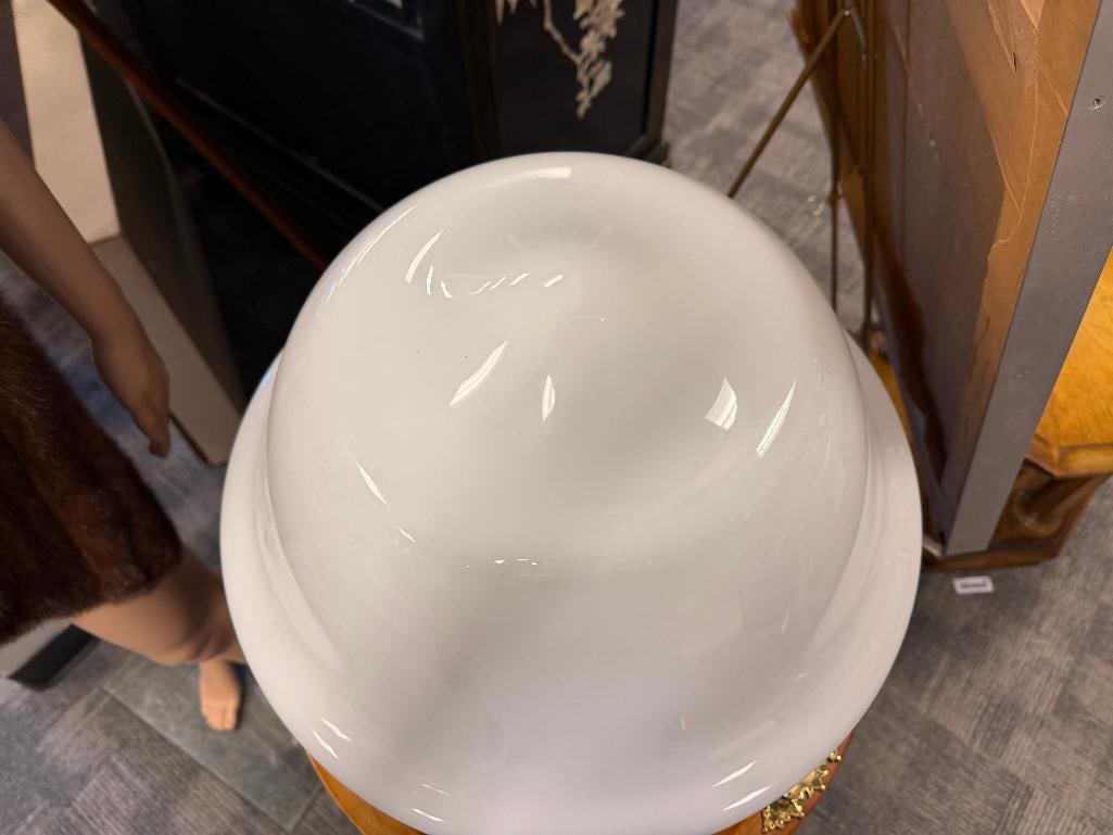 LARGE MILK GLASS VINTAGE SCHOOL HOUSE LIGHT FIXTURE - 12