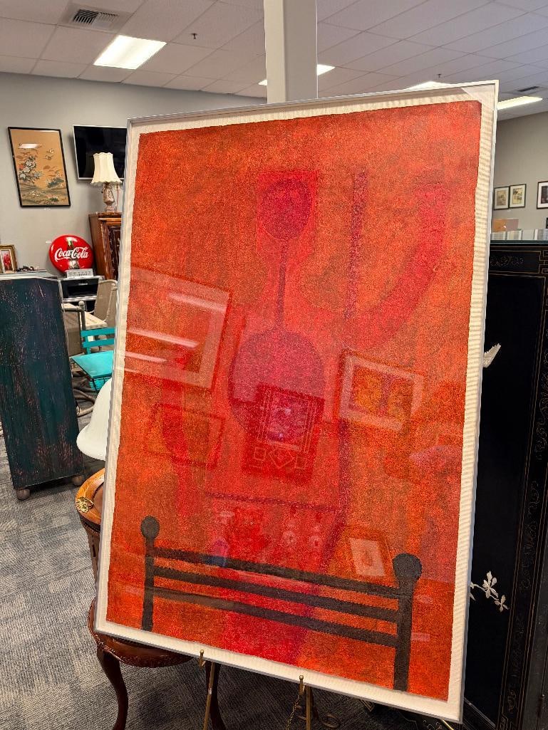 RUFINO TAMAYO MEXICAN ARTIST ACTIVE IN THE MID-20TH CENTURY MIXED MEDIA HOMBRE EN ROJO 1977 - 3