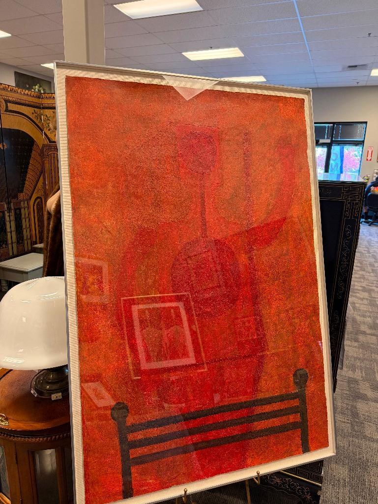 RUFINO TAMAYO MEXICAN ARTIST ACTIVE IN THE MID-20TH CENTURY MIXED MEDIA HOMBRE EN ROJO 1977 - 4