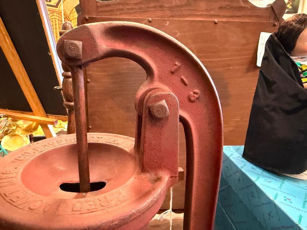 ANTIQUE 2 RED JACKET MFG. COMPANY CAST IRON HAND PUMP - 8