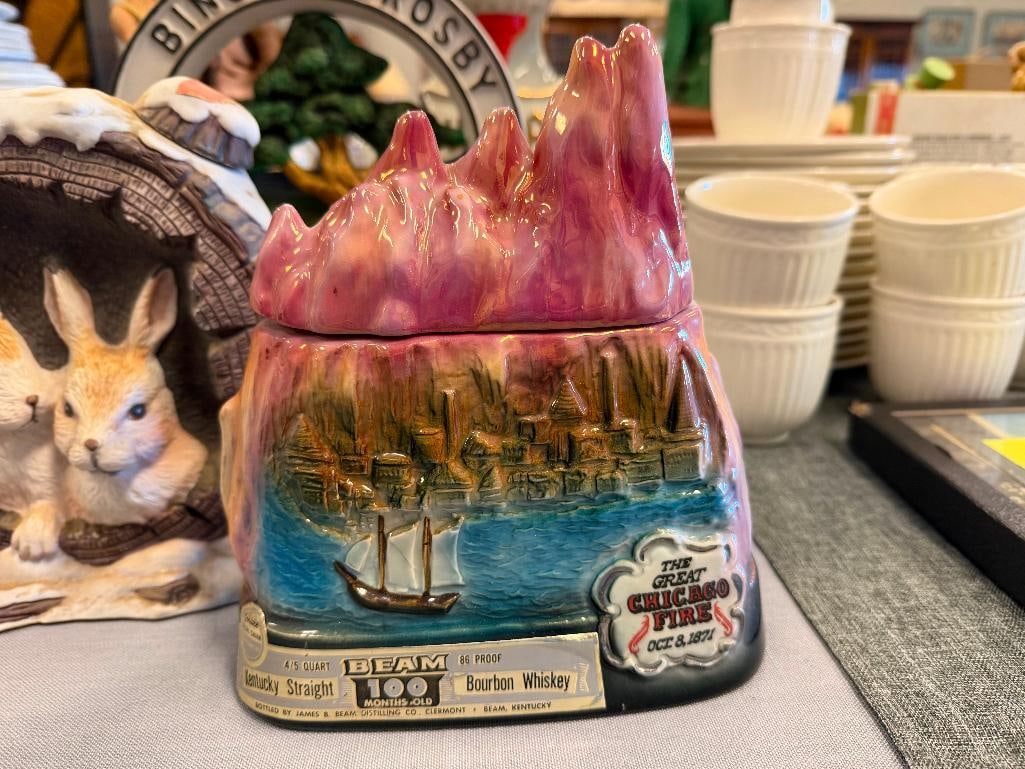 SIX VINTAGE PORCELAIN / CHINA FIGURAL DECANTERS CYRUS NOBLE, REGAL CHINA, W.A. LEGACY - 6