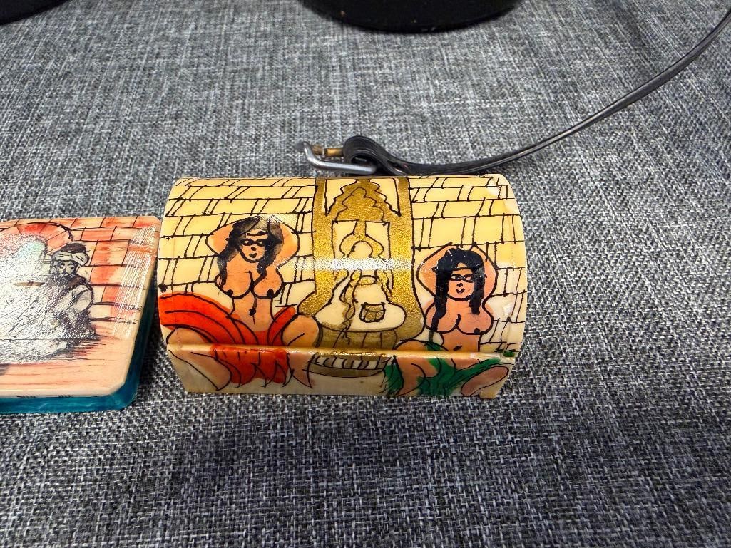 20TH CENTURY HAND CARVED CAMEL BONE TRINKET BOXES AND PERFUME BOTTLES FROM ISTANBUL - 3