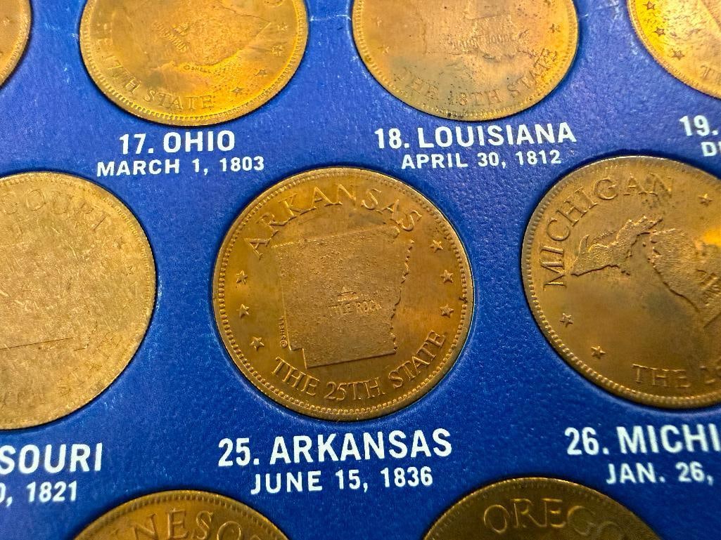1969 SHELL CO. STATES OF THE UNION 50 STATE SOLID BRONZE COLLECTOR'S COIN SET - 9