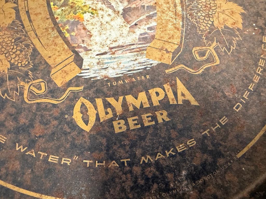 COCA-COLA AND OLYMPIA BEER VINTAGE LADIES ADVERTISEMENT METAL SERVING TRAYS - 4