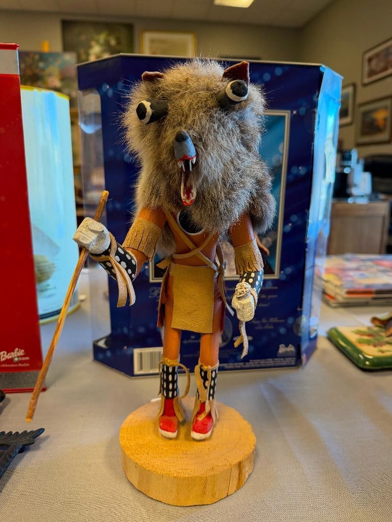 JOE DAVID HAND CRAFTED HOPI KACHINA DOLL OF WOLF KACHINA - 3