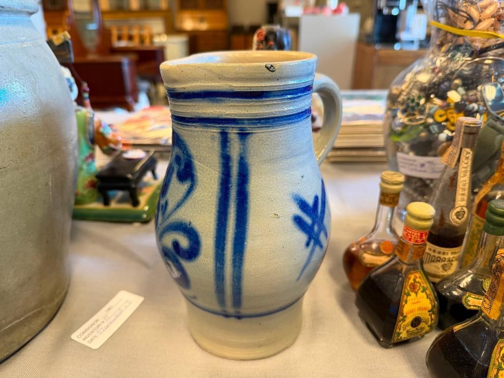 20TH CENTURY SALT GLAZED POTTERY STONEWARE PITCHER - 2