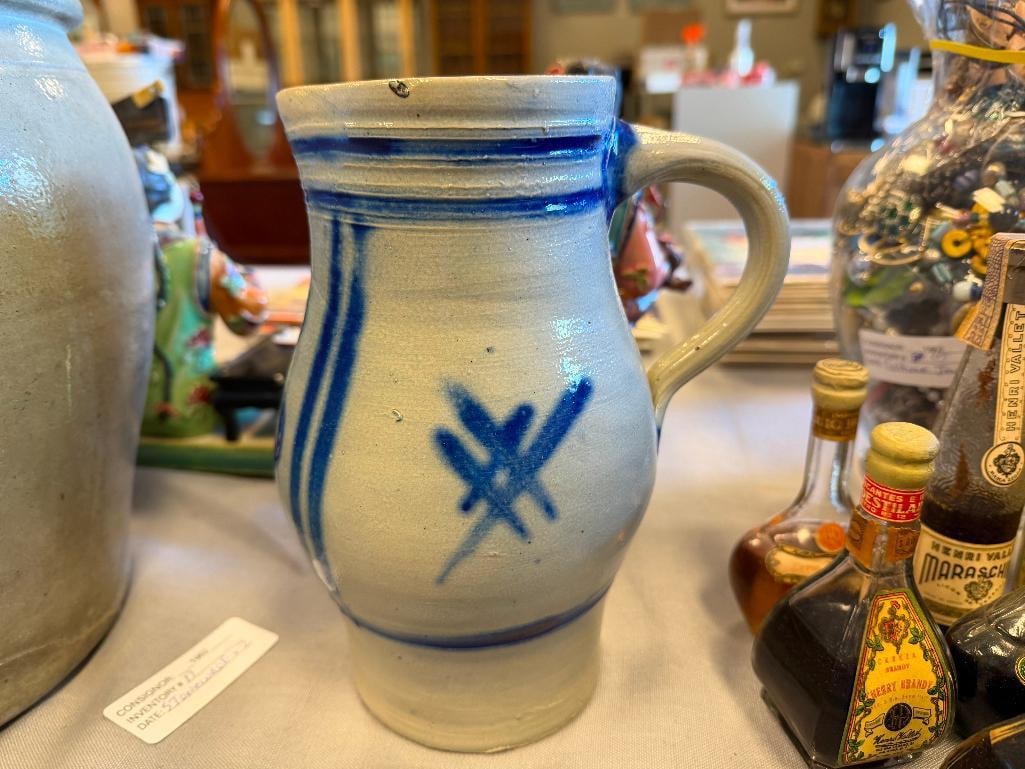 20TH CENTURY SALT GLAZED POTTERY STONEWARE PITCHER - 3
