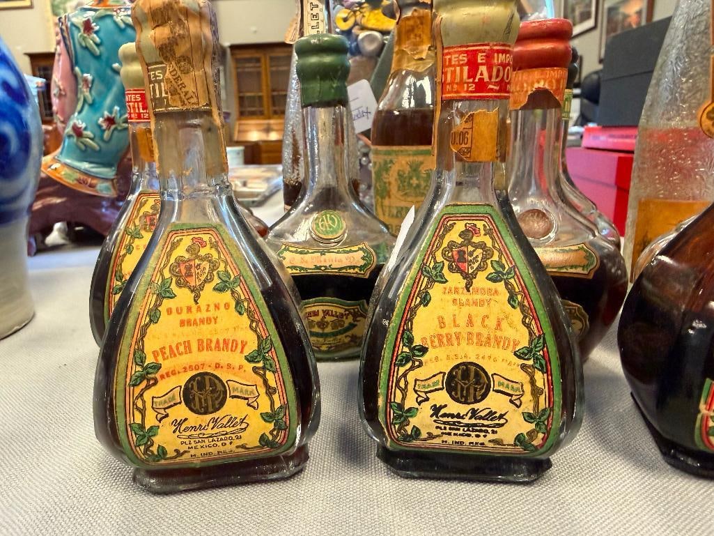 VINTAGE 1/10 PINT LIQUOR BOTTLES HENRI VALLET, VERMOUTH BRESSON, EUSTAQUIO IBARRA - 3