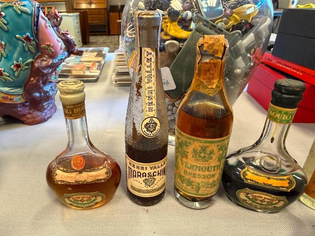 VINTAGE 1/10 PINT LIQUOR BOTTLES HENRI VALLET, VERMOUTH BRESSON, EUSTAQUIO IBARRA - 7