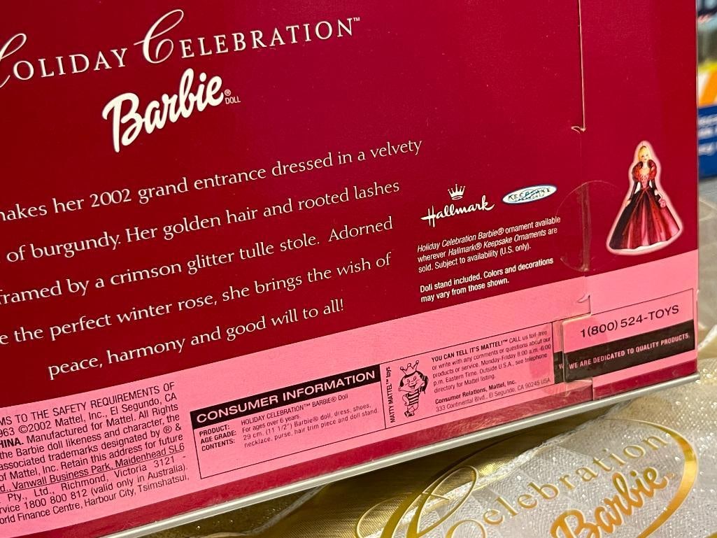 BARBIE DOLLS BY MATTEL 2000 CELEBRATION, 2001 HOLIDAY, AND 2002 HOLIDAY BARBIE IN ORIGINAL PACKAG... - 7