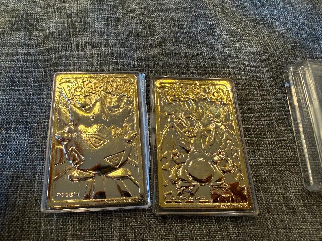 1999 NINTENDO POKEMON CHARIZARD AND TOGEPI 23KT GOLD PATED METAL CARDS - 2