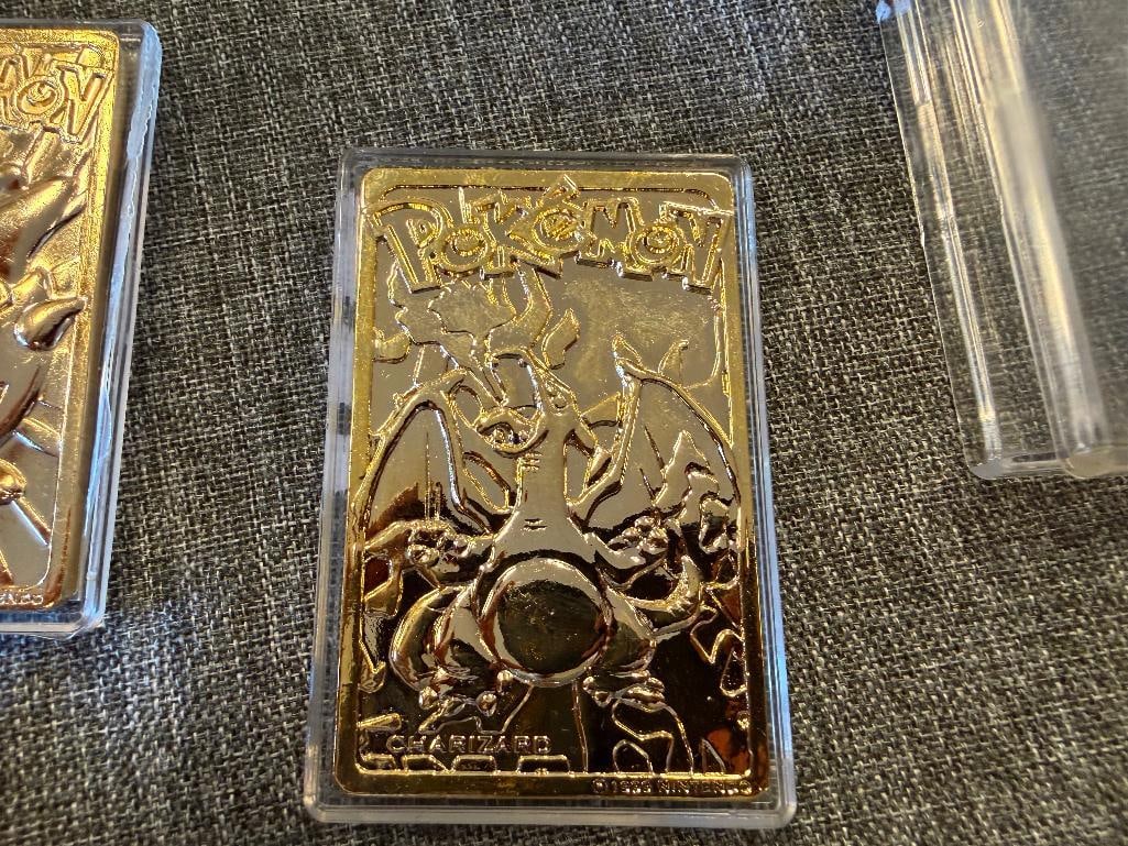 1999 NINTENDO POKEMON CHARIZARD AND TOGEPI 23KT GOLD PATED METAL CARDS - 3