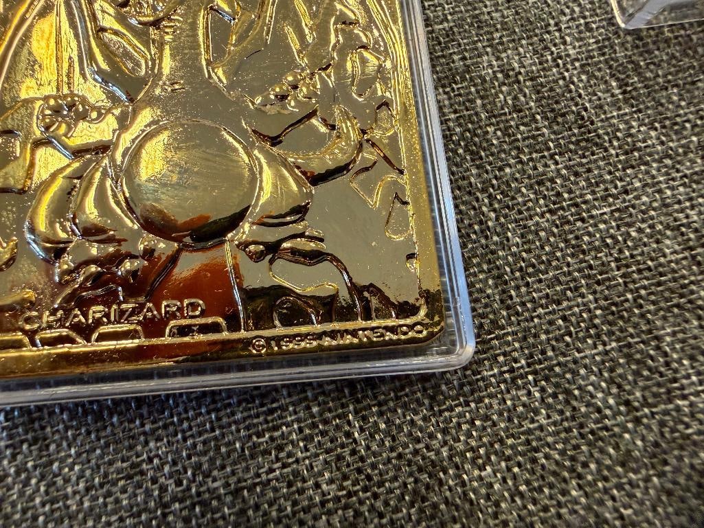 1999 NINTENDO POKEMON CHARIZARD AND TOGEPI 23KT GOLD PATED METAL CARDS - 5