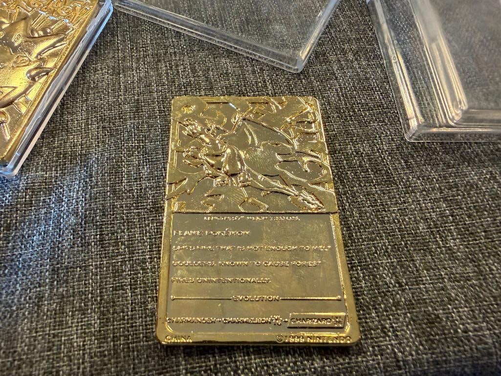 1999 NINTENDO POKEMON CHARIZARD AND TOGEPI 23KT GOLD PATED METAL CARDS - 6