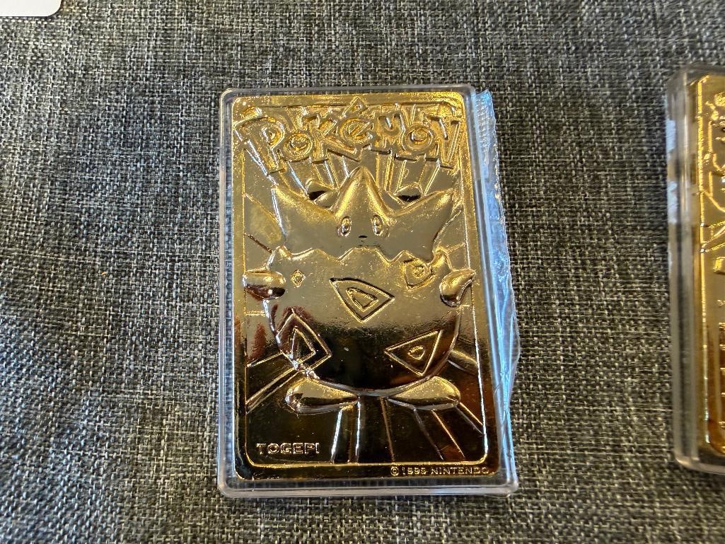 1999 NINTENDO POKEMON CHARIZARD AND TOGEPI 23KT GOLD PATED METAL CARDS - 7