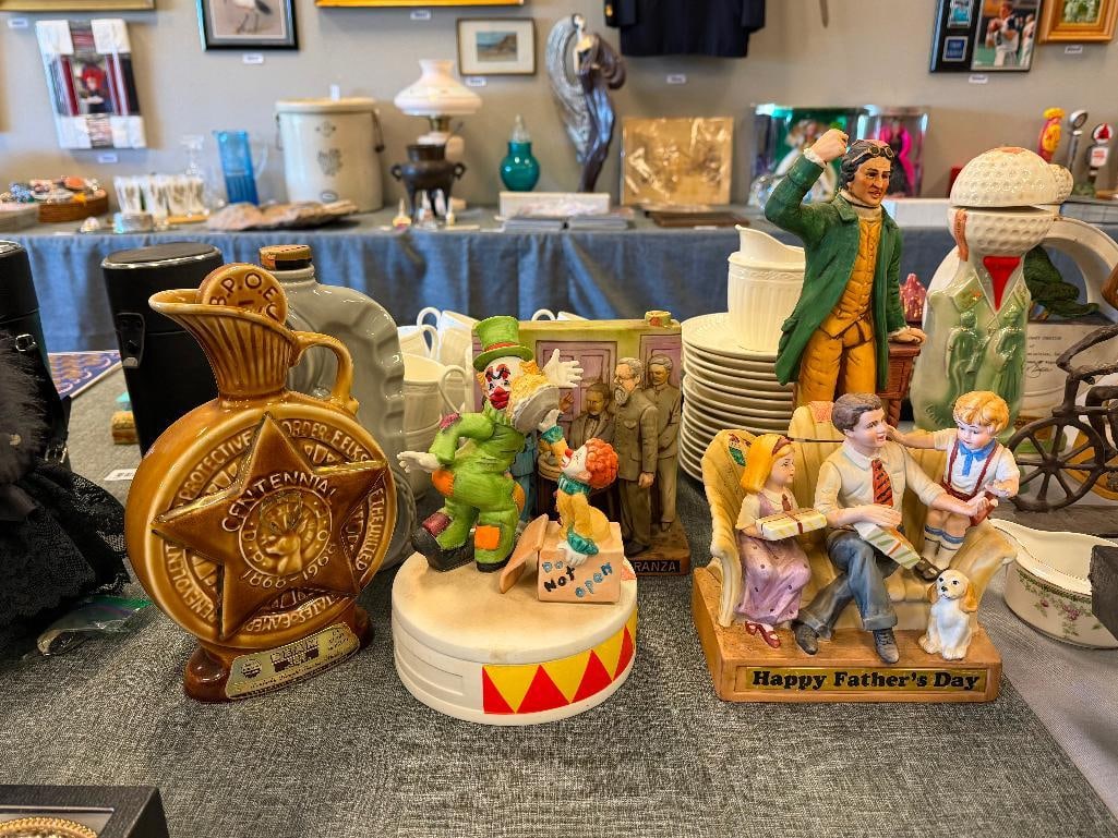 SIX PORCELAIN AND CHINA COLLECTIBLE DECANTERS GRENADIER, LIONSTONE, REGAL CHINA - 2