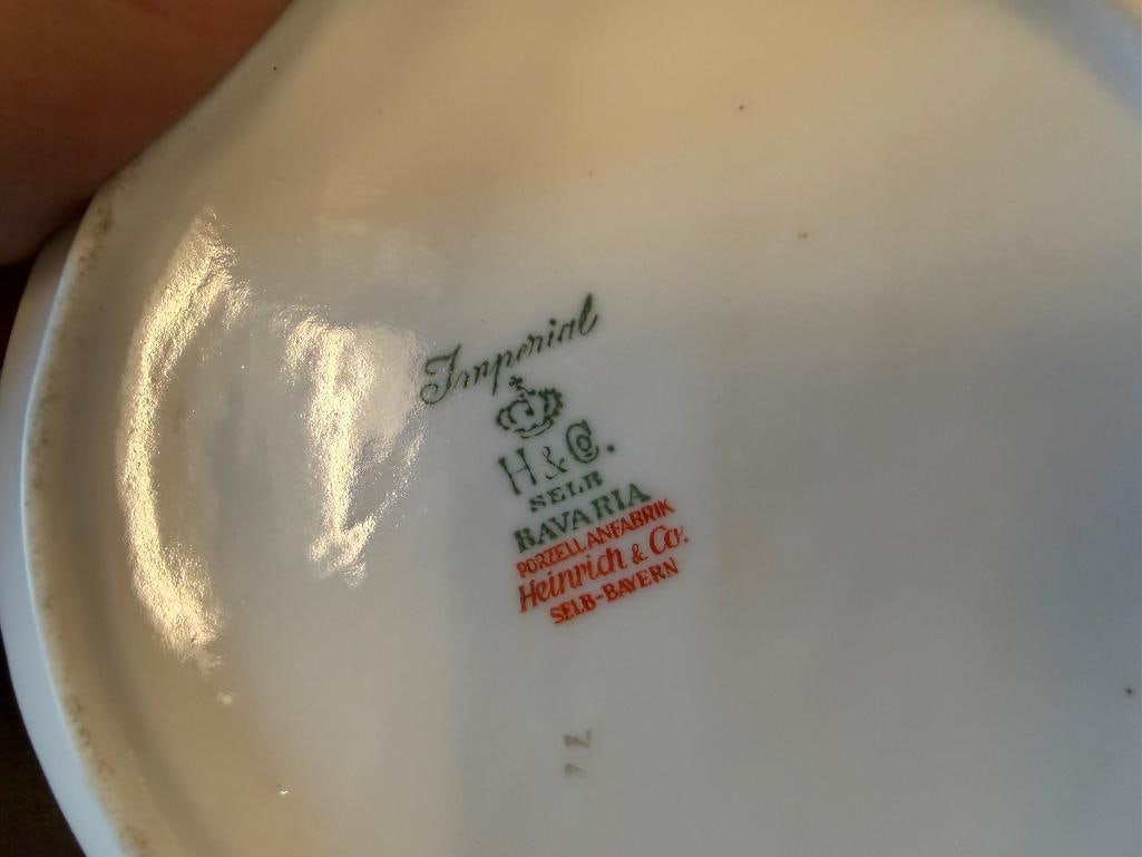 HEINRICH & CO. IMPERIAL CHINA SUGAR BOWL AD CREAMER WITH FOUR SAUCERS BAVARIA - 7
