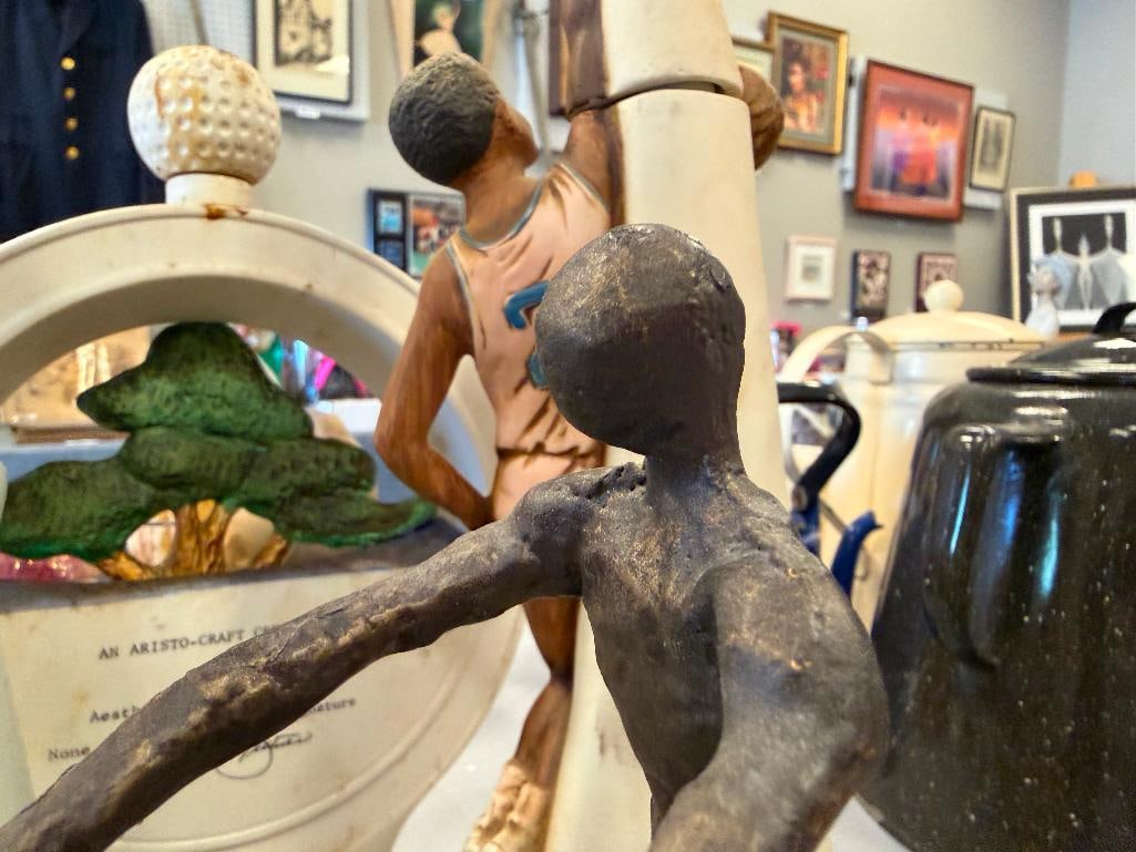 BRUTALIST STYLE METALL SCULPTURE OF A FIGURE RIDING A BICYCLE - 7