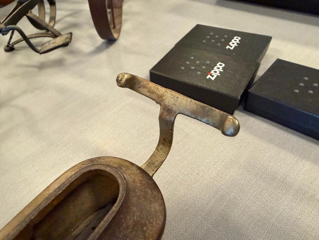 ANTIQUE CAST IRON GAS CURLING IRON HEATER / STAND - 3