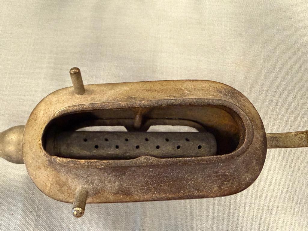 ANTIQUE CAST IRON GAS CURLING IRON HEATER / STAND - 4