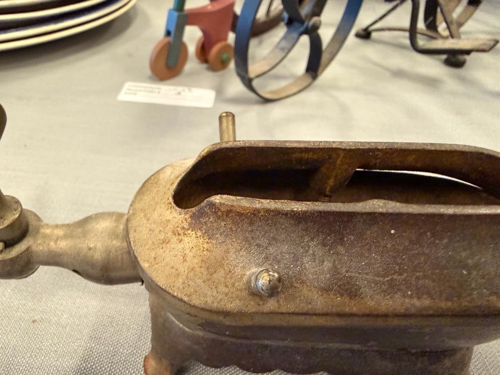 ANTIQUE CAST IRON GAS CURLING IRON HEATER / STAND - 5