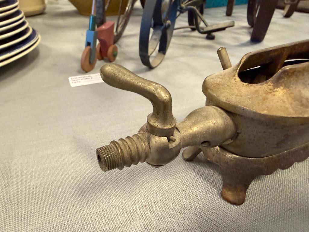 ANTIQUE CAST IRON GAS CURLING IRON HEATER / STAND - 7