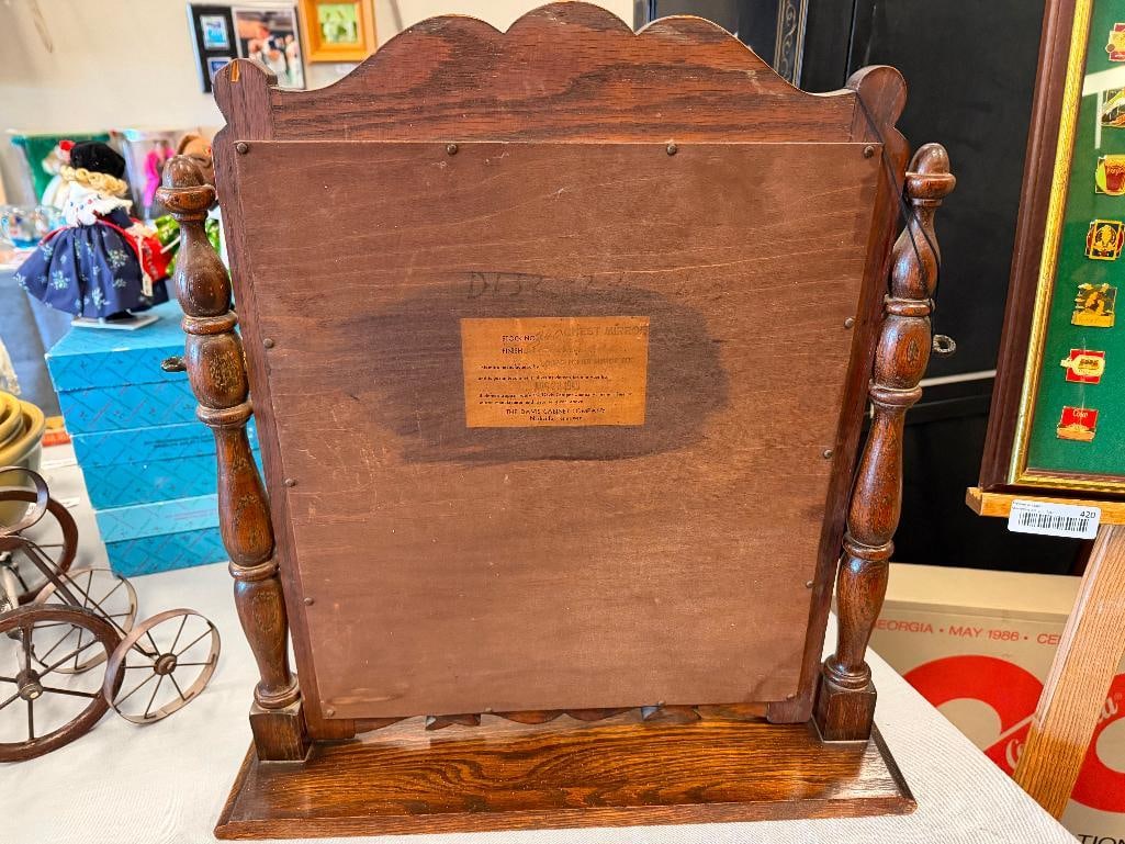 1940 LOGAN PORTER MIRROR CO. VINTAGE CHEST MIRROR MADE FROM OAK STOCK NO. 240 - 4