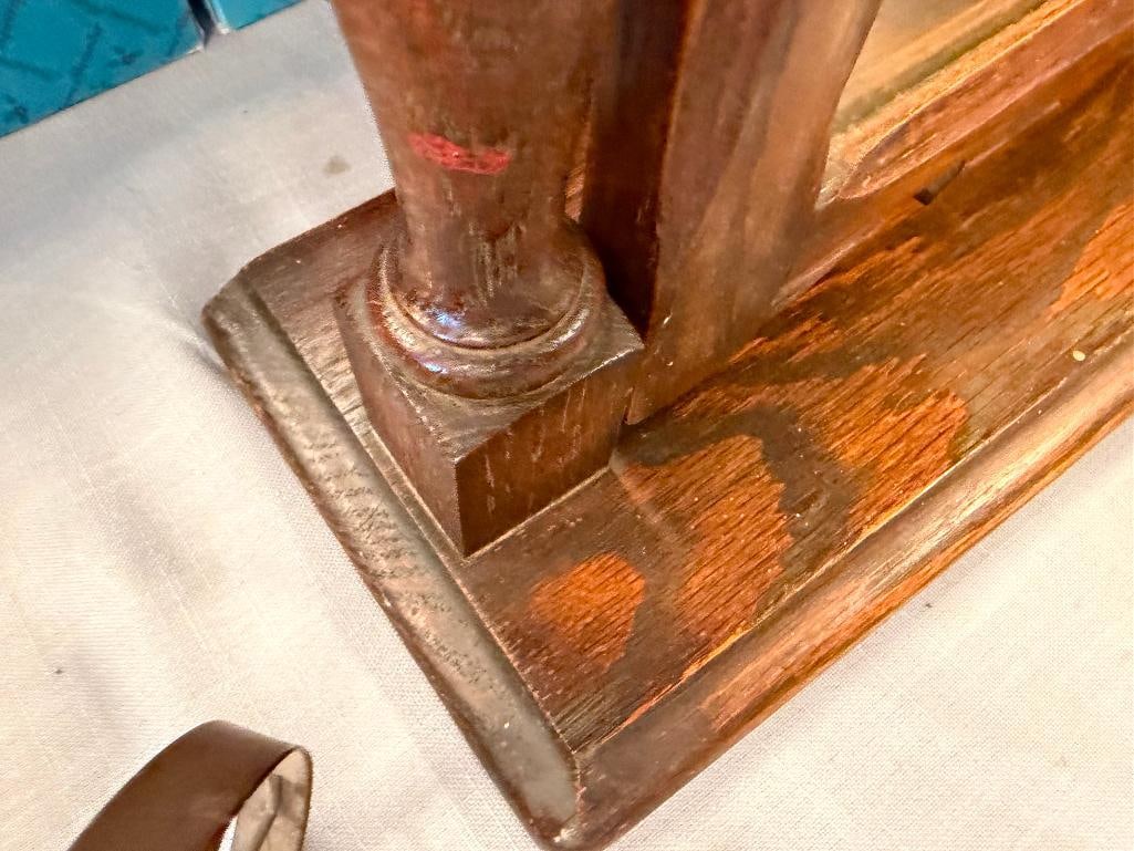 1940 LOGAN PORTER MIRROR CO. VINTAGE CHEST MIRROR MADE FROM OAK STOCK NO. 240 - 8