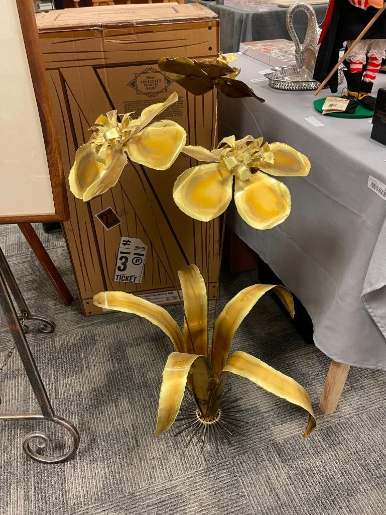 1970'S SIGNED BRASS FLOWERS SCULPTURE SIGNED BLASS - 2