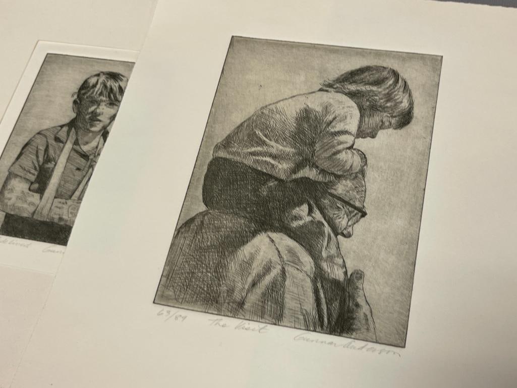 GUNNAR ANDERSON CALIFORNIA ARTIST LIMITED EDITION ETCHINGS FOUR TOTAL - 15