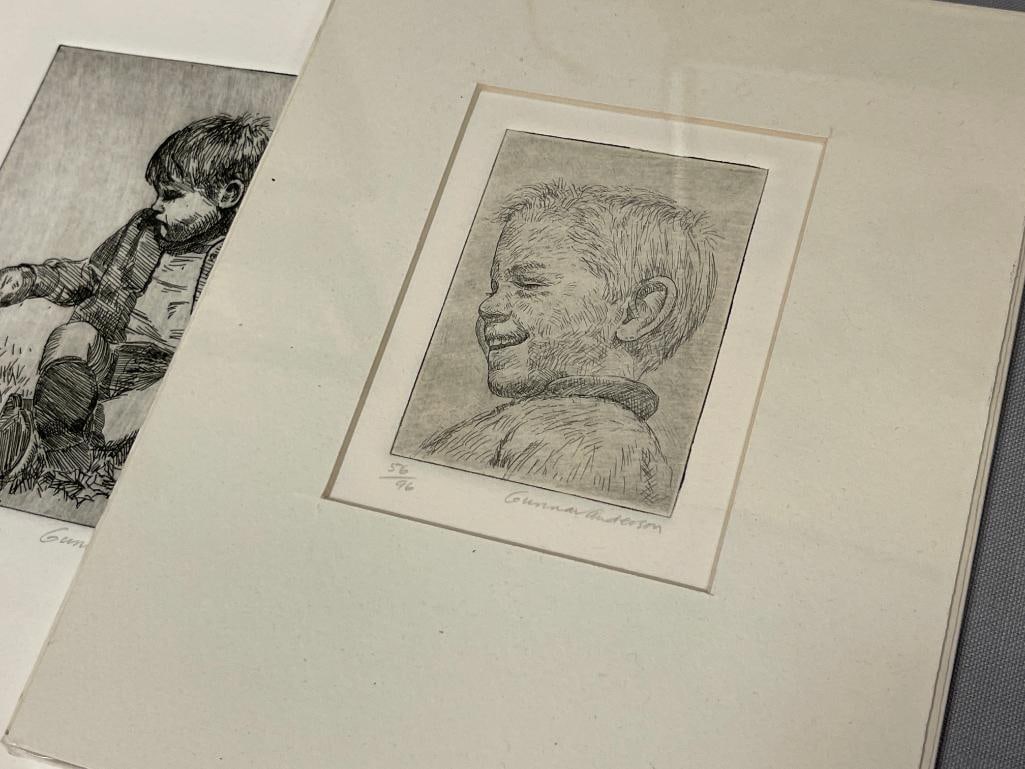 GUNNAR ANDERSON CALIFORNIA ARTIST LIMITED EDITION ETCHINGS FOUR TOTAL - 2