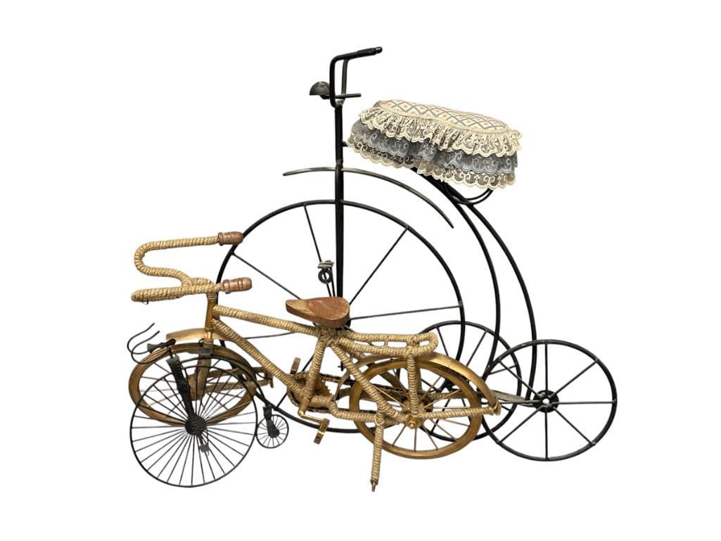 DECORATIVE VINTAGE / ANTIQUE STYLED TRICYCLE DECOR AND BICYCLE TOY / DOLL ACCESORY - 6