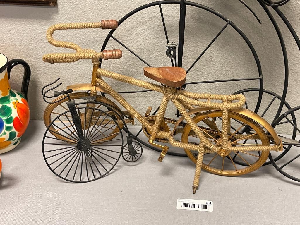 DECORATIVE VINTAGE / ANTIQUE STYLED TRICYCLE DECOR AND BICYCLE TOY / DOLL ACCESORY - 9